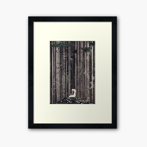 In the midst of the gloomy thick woods Framed Art Print