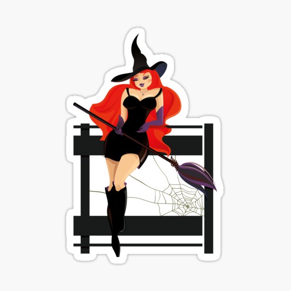 Pretty Witch. Halloween night. Sticker