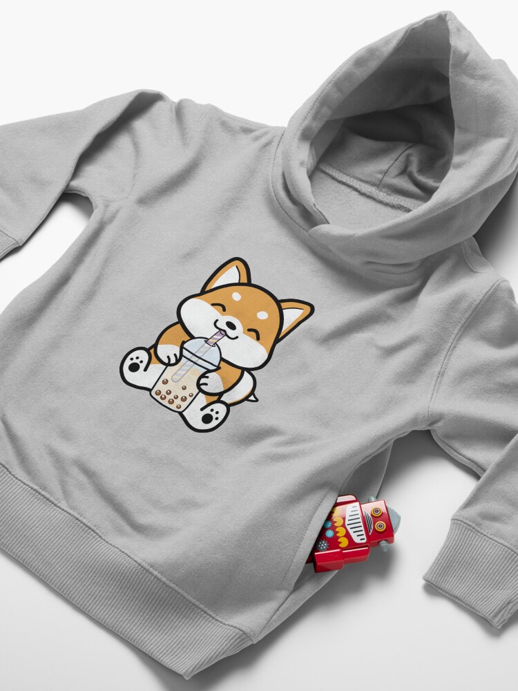 Alternate view of Shiba Loves Bubble Tea! Toddler Pullover Hoodie