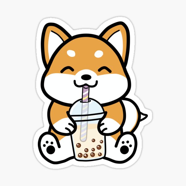 Shiba Loves Bubble Tea! Sticker