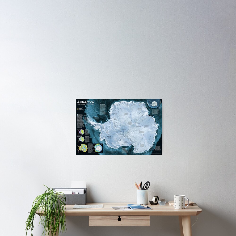 Satellite map of Antarctica - Спутниковая карта Антарктиды Poster