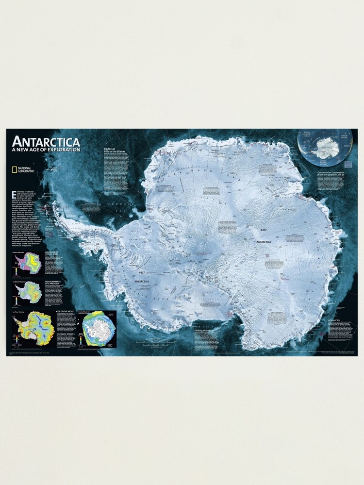 Alternate view of Satellite map of Antarctica - Спутниковая карта Антарктиды Photographic Print