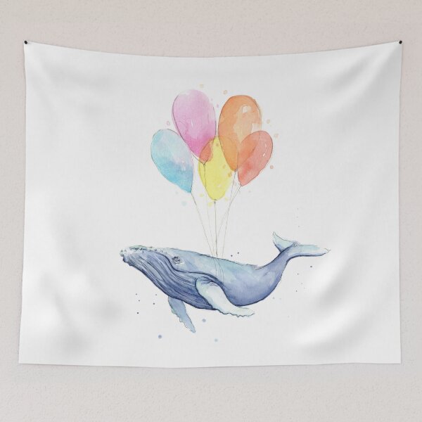 Item preview, Floating Whale with Balloons designed and sold by Olga Shvartsur.