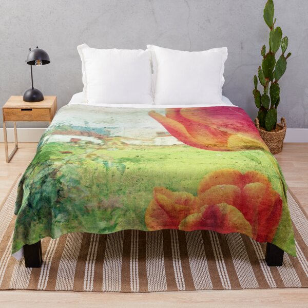 Item preview, Vintage spring country landscape red tulips close-up designed and sold by by-jwp.