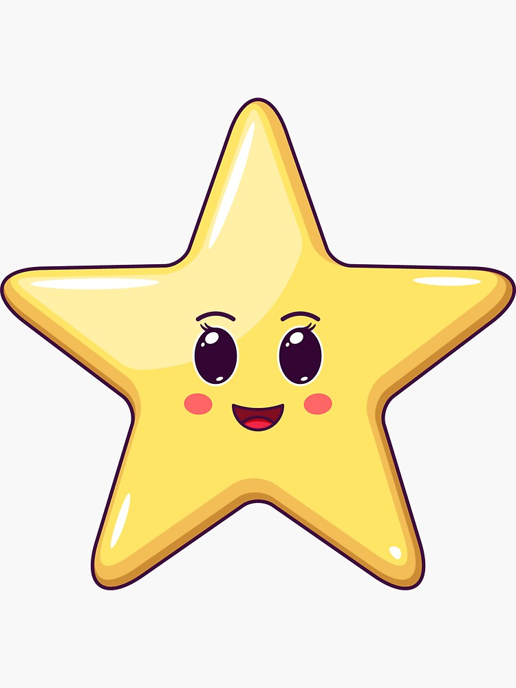 Cartoon Kawaii Golden Star with Cheerful Face Cartoon Kawaii Golden Star with Cheerful Face