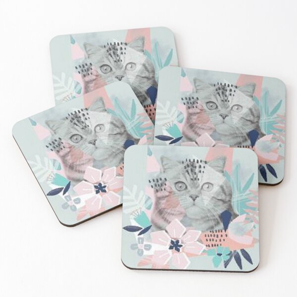 Item preview, Pastel Kitten and Flower print on pet accessories and gifts for cat lovers.  designed and sold by lduke47.