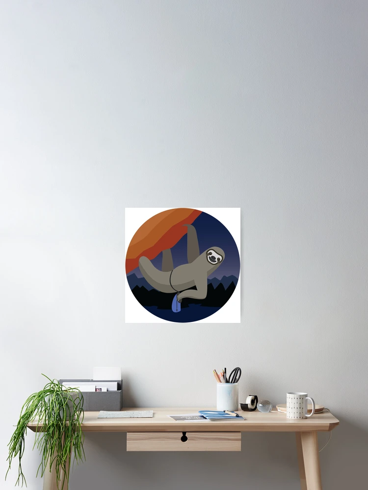 Thumbnail 2 of 3, Poster, Rock Climbing Sloth | Red Rocks Night Mode designed and sold by RottenBoot22.