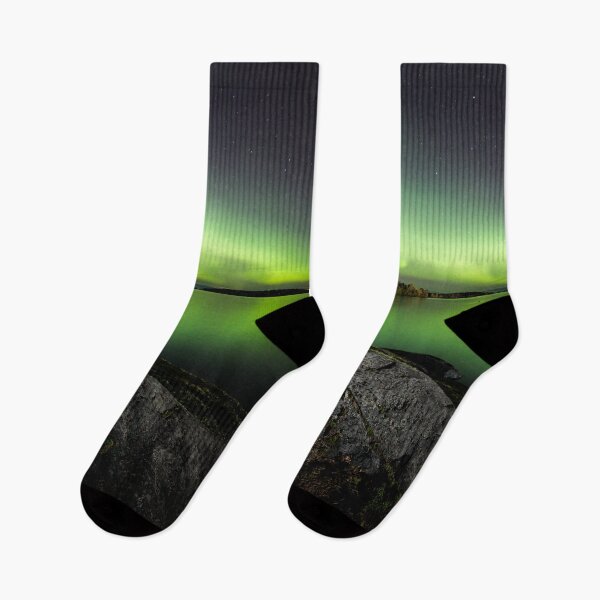 Item preview, Northern lights glowing over lake in Finland designed and sold by Juhku.