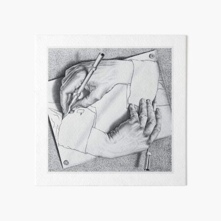 MC Escher Drawing Hands 1948 Artwork for Posters Prints Tshirts Men Women Kids Art Board Print