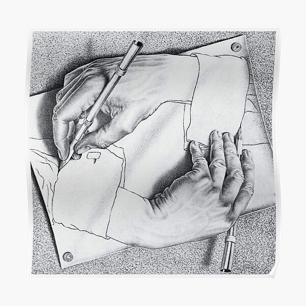 MC Escher Drawing Hands 1948 Artwork for Posters Prints Tshirts Men Women Kids Poster
