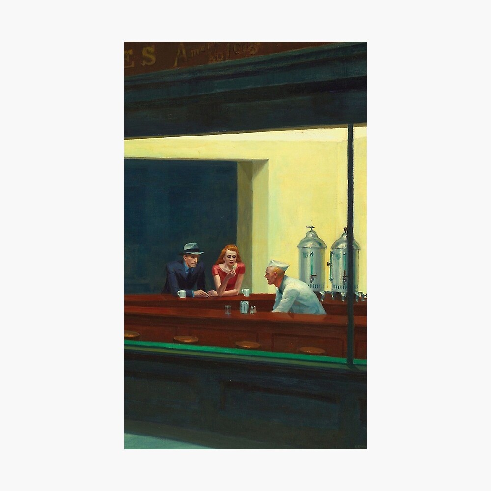 Vintage Edward Hopper Nighthawks Diner Poster By Johnzromero Redbubble