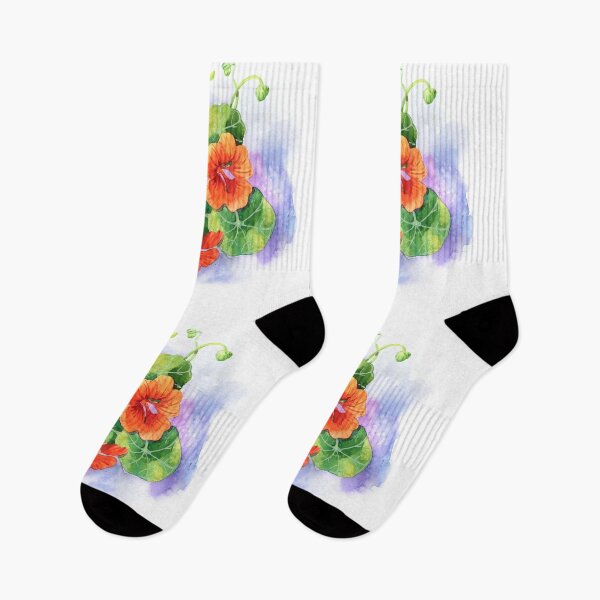 Item preview, Nasturtium flower, watercolor, bumblebee designed and sold by fiolika.