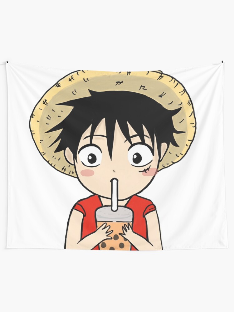 Chibi Luffy With Boba Tapestry By Mewspeak Redbubble