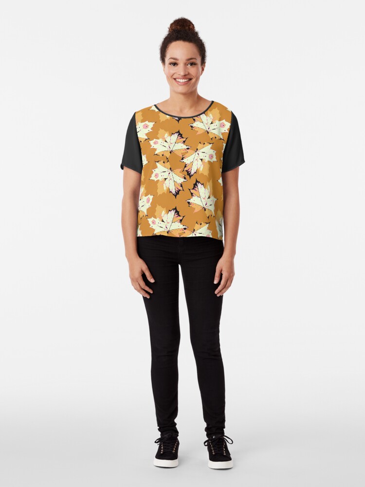 Alternative Ansicht von Herbst Blätter in Senf Farben Chiffon Top