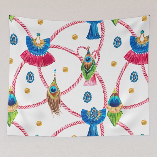 Item preview, Watercolor pattern with embellishments and accessories with tassels, stones, rhinestones designed and sold by LiliyaSavelieva.