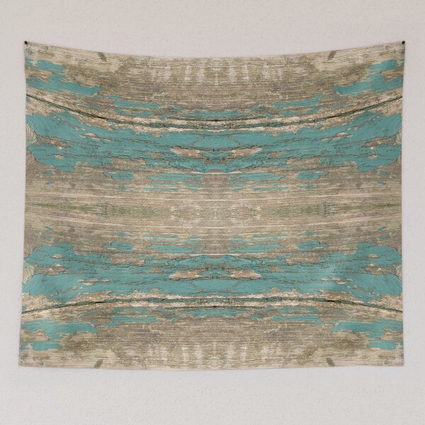 Item preview, Rustic Wood - Beautiful Weathered Wooden Plank - knotty wood weathered turquoise paint designed and sold by TurningMoss.