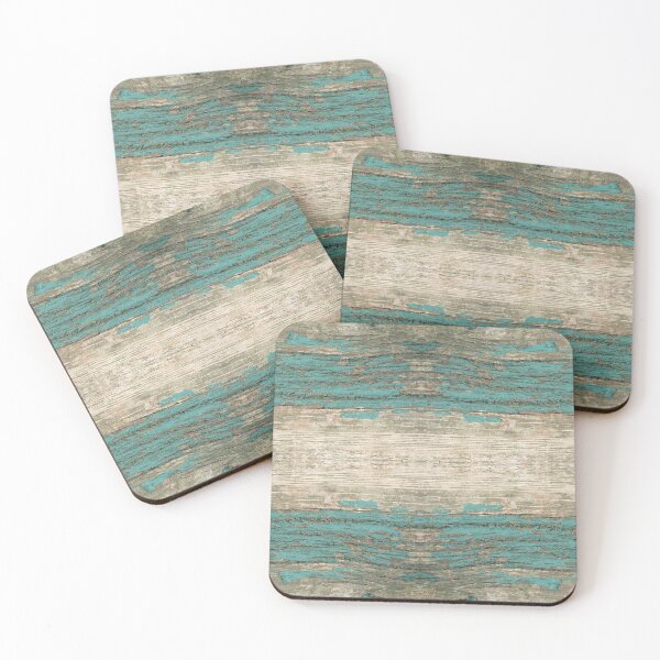 Item preview, Rustic Wood - Weathered Wooden Plank - Beautiful knotty wood weathered turquoise paint designed and sold by TurningMoss.