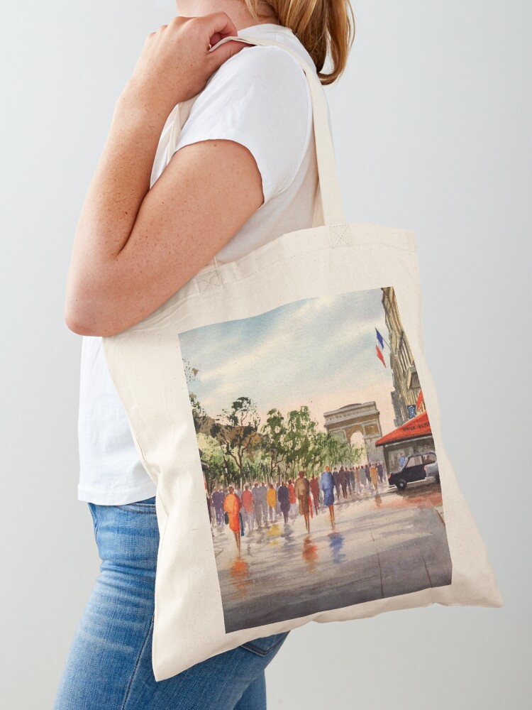 The Arc De Triomphe And Champs Elysees Tote Bag