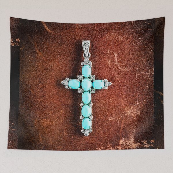 Aperçu de l'œuvre Crucifix en argent et turquoise créée et vendue par Richard Nixon.