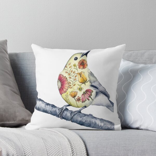 Item preview, Whimsical Yellow Bird with Flower Tattoos designed and sold by Melinda Howard.