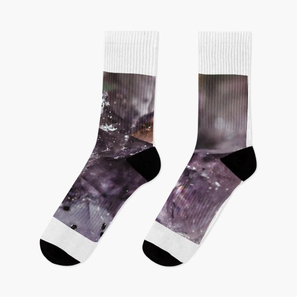 Item preview, Texture of gemstone lilac Amethyst closeup as a part of cluster geode filled with rock Quartz crystals. designed and sold by FENIO.