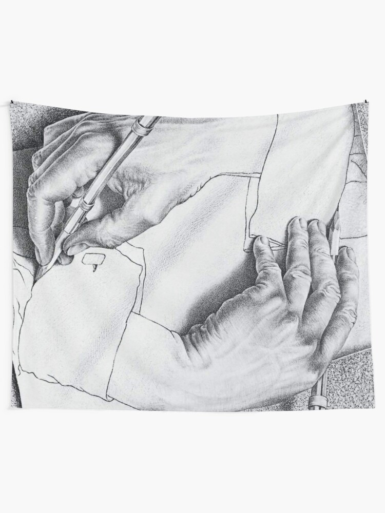 Mc Escher Drawing Hands 1948 Artwork For Posters Prints Tshirts Men Women Kids Tapestry By Clothorama Redbubble