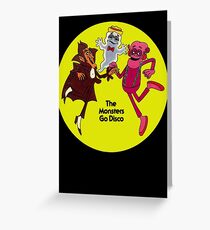 Saturday Morning Disco Dancing Cereal Monsters Greeting Card