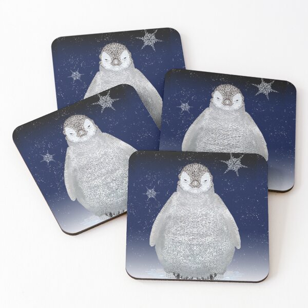 Penguin at Night Coasters (Set of 4)
