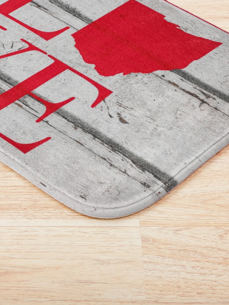 Alternate view of Love Ohio Wood Rustic Map Pride Stickers Shirts Bath Mat