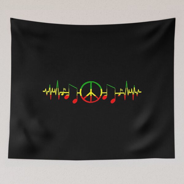 Item preview, Reggae Music Heartbeat & peace symbol. Gift for Reggae fans design designed and sold by D-C-Designs.