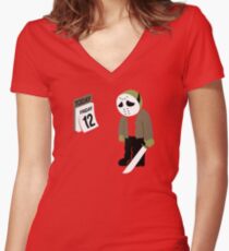 Friday The 13th Parody Women's Fitted V-Neck T-Shirt
