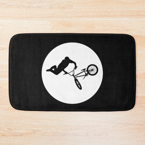 Item preview, BMX Trick black Silhouette over white full moon 8 designed and sold by roadworkplay.