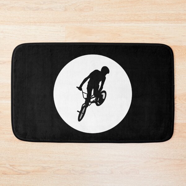 Item preview, BMX Trick black Silhouette over white full moon 9 designed and sold by roadworkplay.