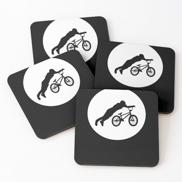 Item preview, BMX Trick black Silhouette over white full moon 10 designed and sold by roadworkplay.