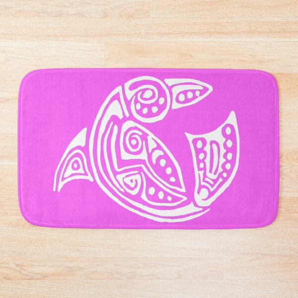 Item preview, White dolphin tattoo style pink background designed and sold by Zamen.