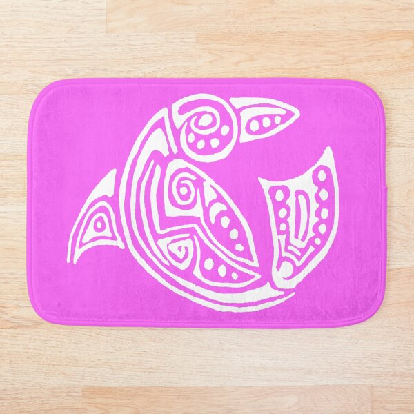 Item preview, White dolphin tattoo style pink background designed and sold by Zamen.