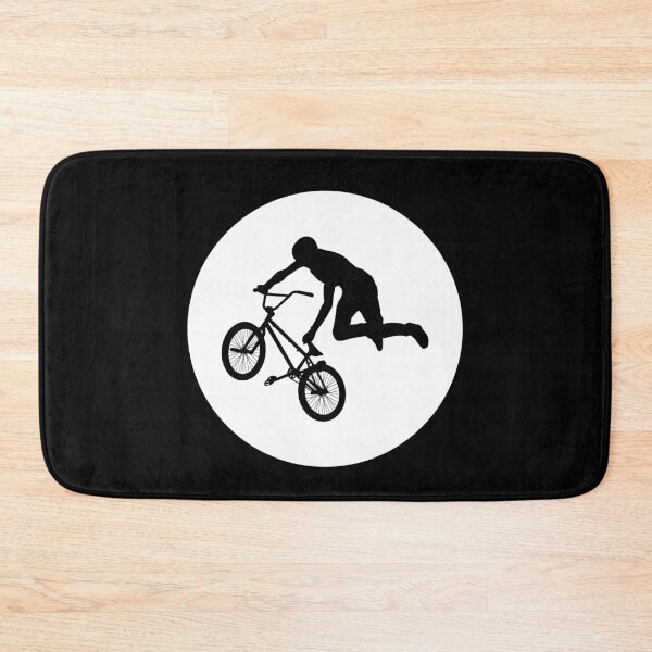 Item preview, BMX Trick black Silhouette over white full moon 14 designed and sold by roadworkplay.
