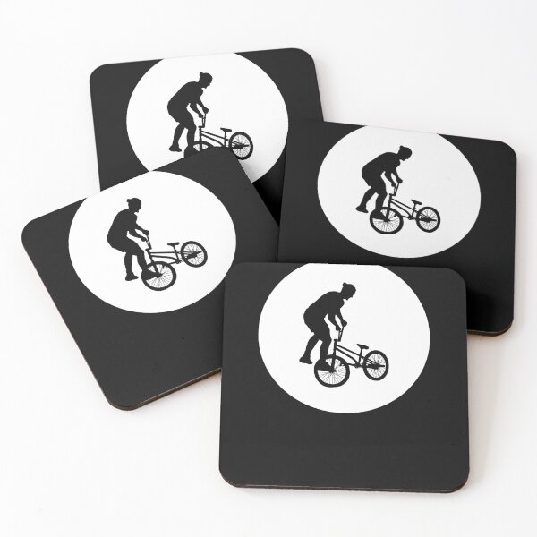 Item preview, BMX Trick black Silhouette over white full moon 16 designed and sold by roadworkplay.