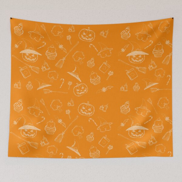 Item preview, Halloween sketch pattern _ orange  designed and sold by mondesign26.