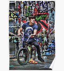 BMX Biker and graffiti Poster