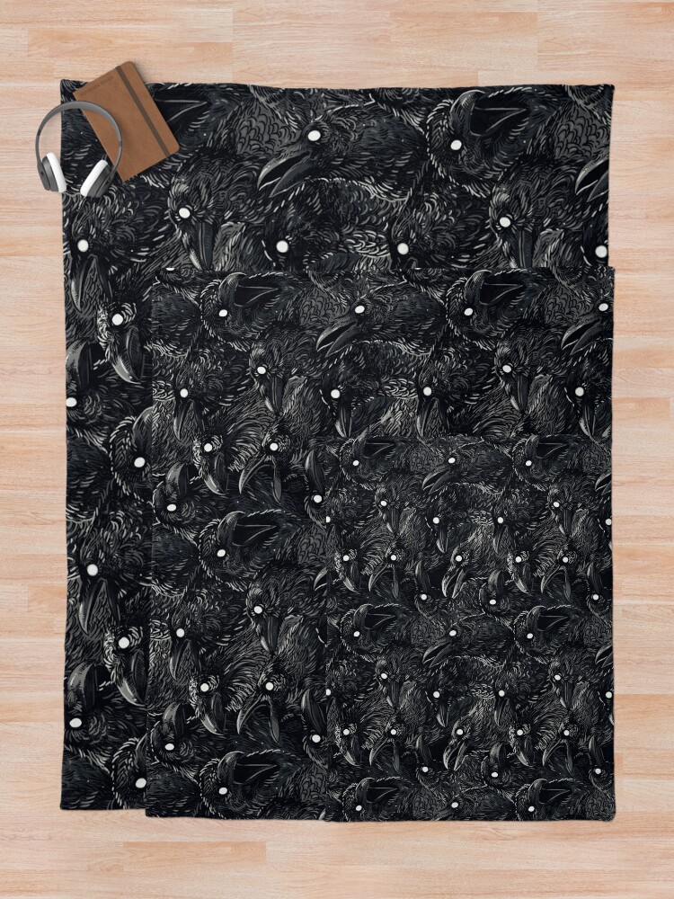 Alternate view of Raven pattern 2 Throw Blanket