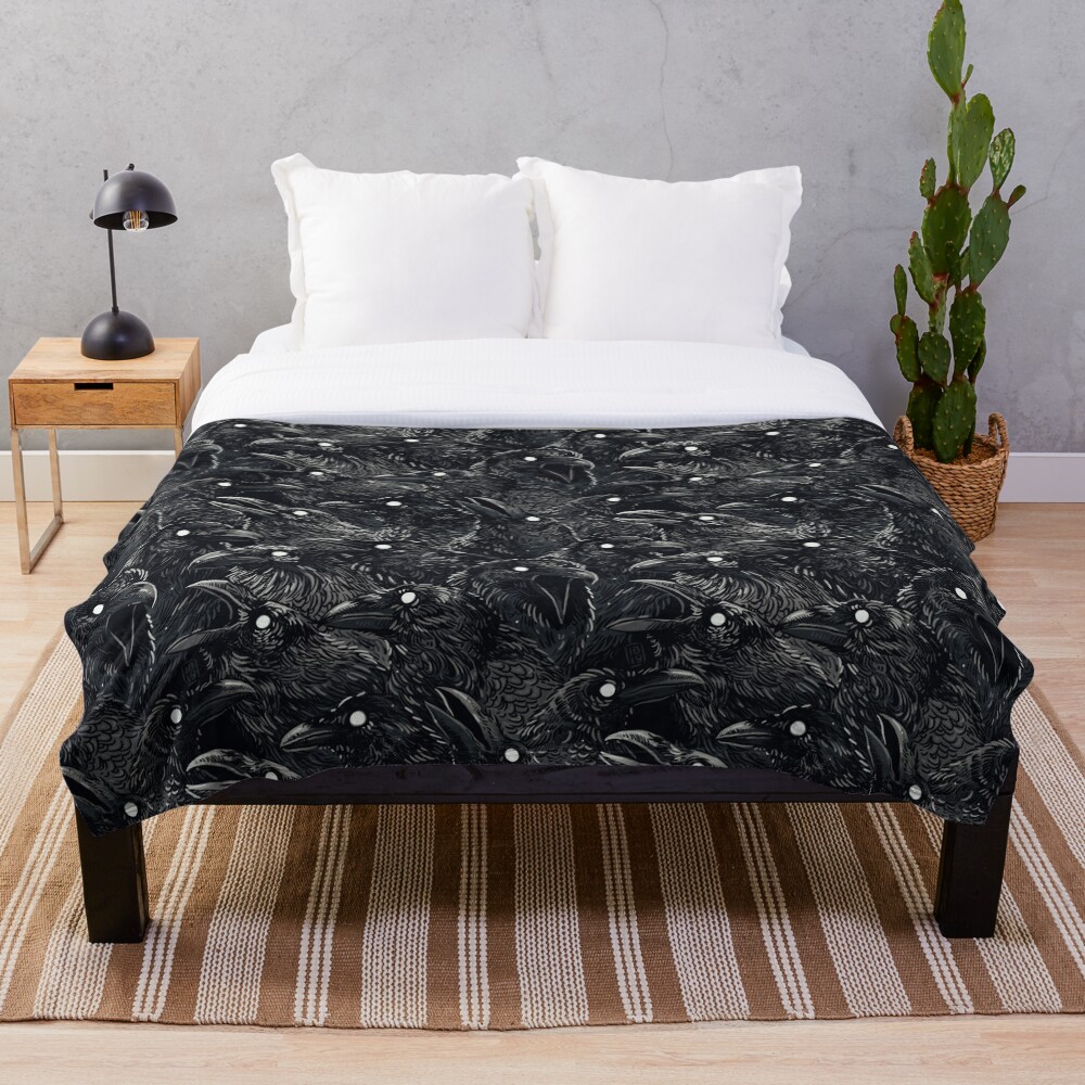 Raven pattern 2 Throw Blanket