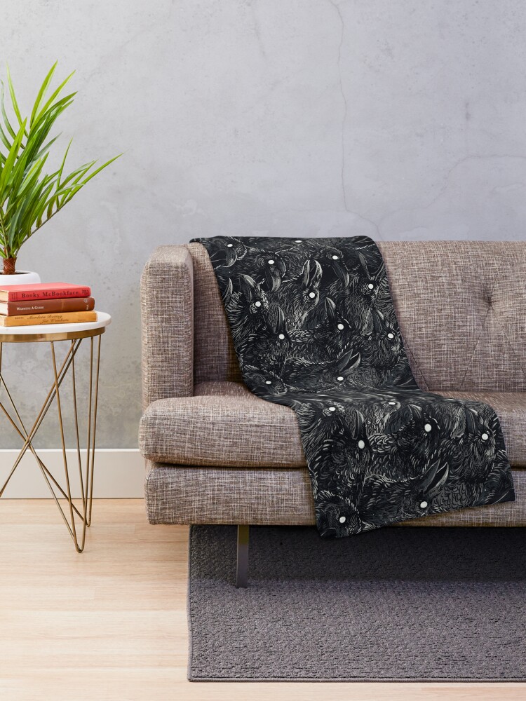 Alternate view of Raven pattern 2 Throw Blanket