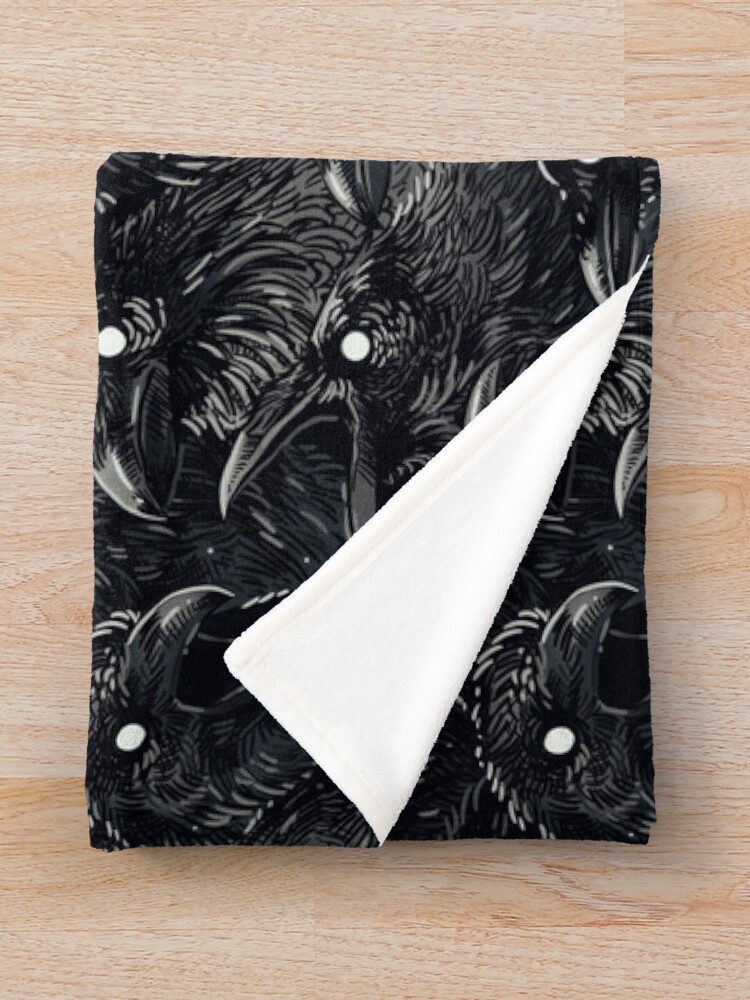 Alternate view of Raven pattern 2 Throw Blanket