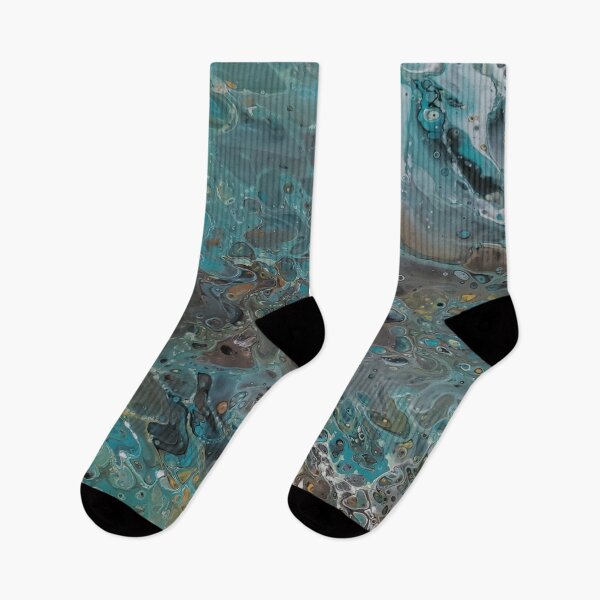Item preview, Arcylic Poured abstract painting with soothing blues greys designed and sold by Cathi Bertrand.