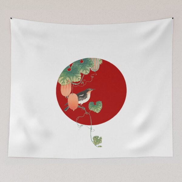 Item preview, Japanese Flag - Songbird in Cucumber Plant  designed and sold by weavernap.