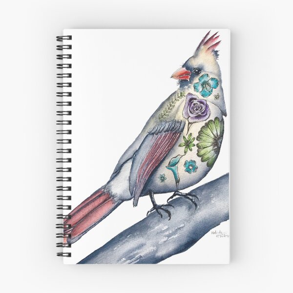 Item preview, Whimsical Watercolor Cardinal with Flower Tattoos designed and sold by Melinda Howard.
