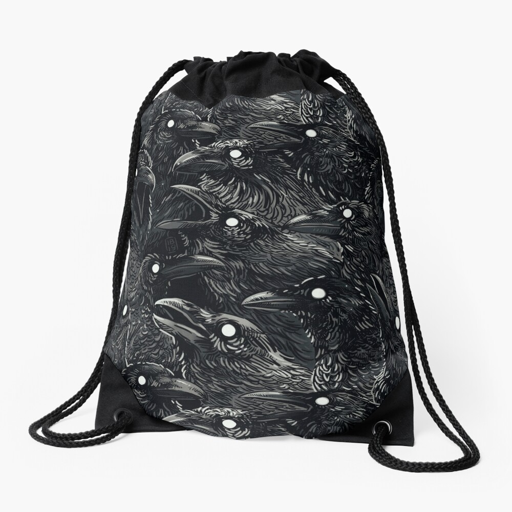 Raven pattern 2 Drawstring Bag