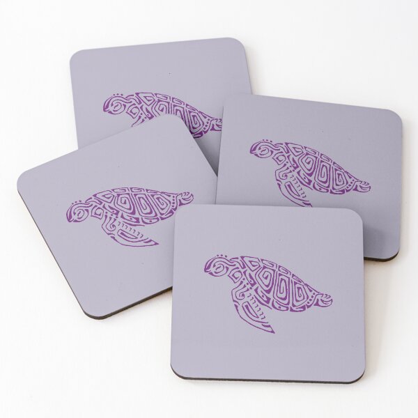 Aperçu de l'œuvre Tortue violette façon tatouage fond parme créée et vendue par Zamen.