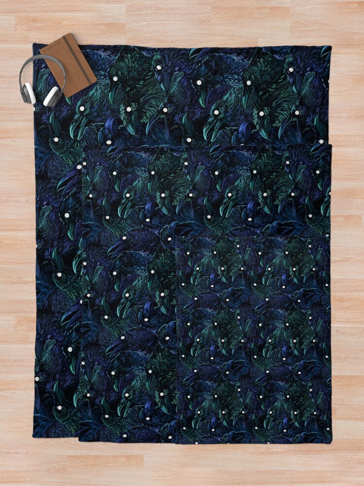 Alternate view of Raven pattern Throw Blanket